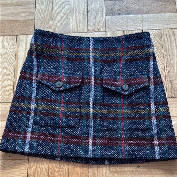 Plaid Wool Skirt - Picture 1 of 4